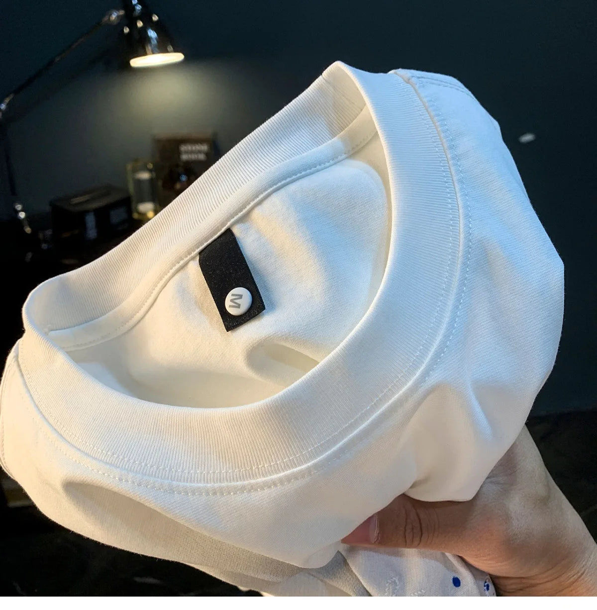 2025 Summer thin fashion high-end printed T-shirt men's 2025 trend embroidered paint splashed short sleeved top