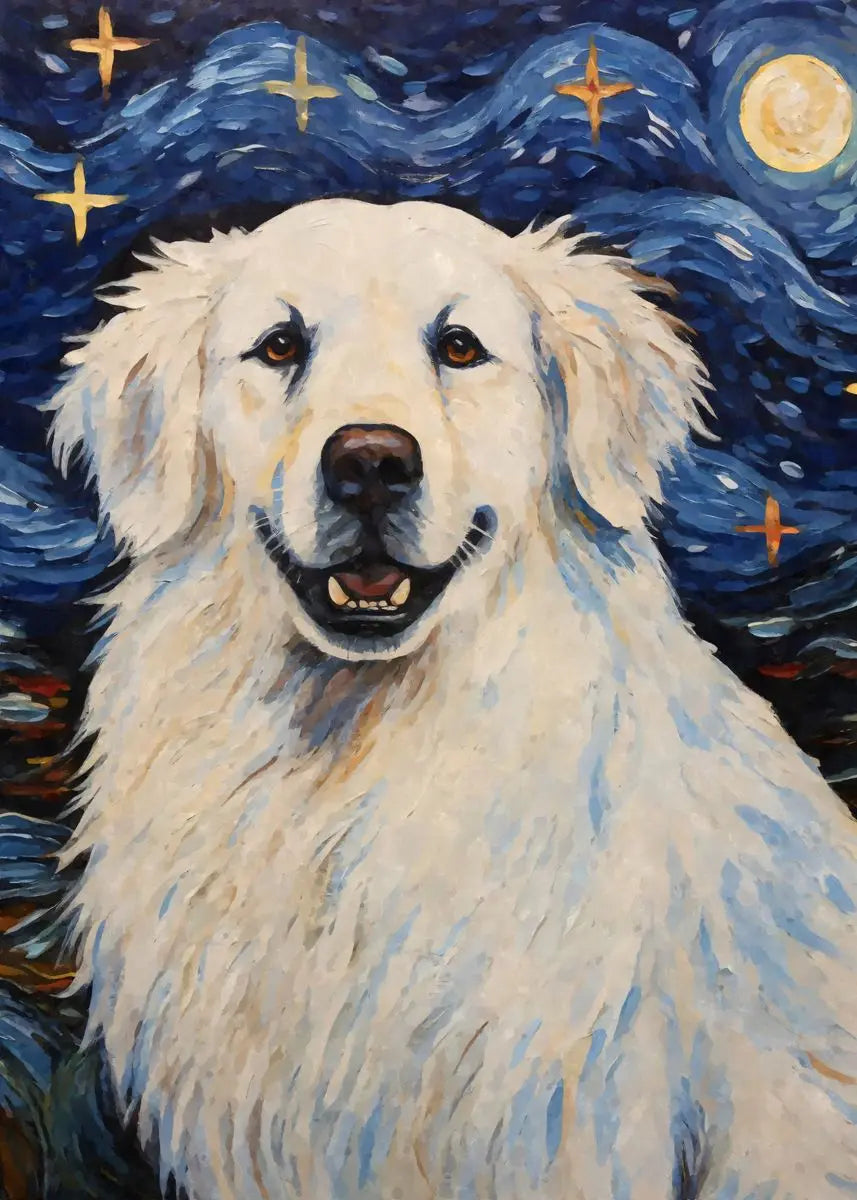 Starry Night Cute Animals Poster Cat Dog Axolotl Platypus Canvas Painting Abstract Wall Art Exhibition Living Room Home Decor