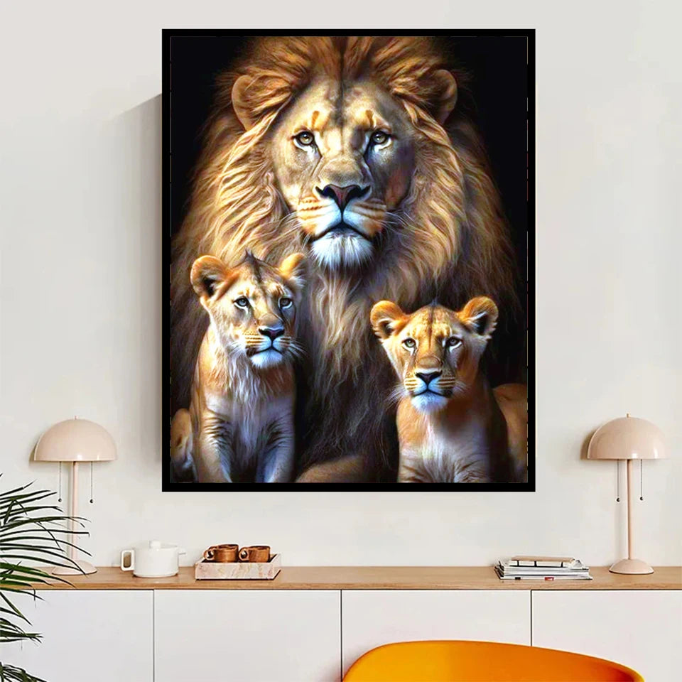 EverShine Diamond Embroidery Lion Cross Stitch AB Drill Painting Animal Full Square Mosaic Wolf Picture Rhinestones Handicraft