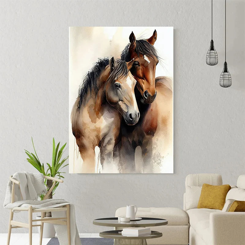 Classic Animal Running Horse Sunset Landscape Art Poster Canvas Painting Wall Prints Picture for Living Room Home Decor