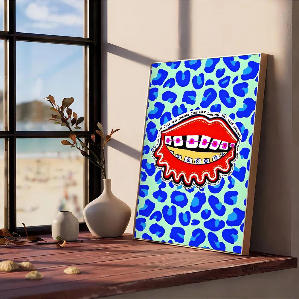 Wild Leopard Tiger Vase Flower Rainbow Girl Power Poster Kraft Paper Prints Home Room Cafe Bar Art Wall Decor Aesthetic Painting