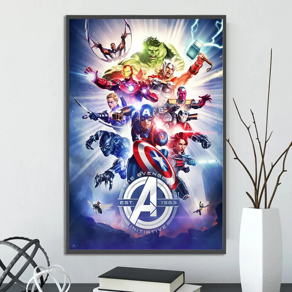 I-Iron Man M-Marvel Movie Poster Self-adhesive Wallpaper Figures Home Decoration Painting Wall T-Thor Art Bedroom Cartoons Decor