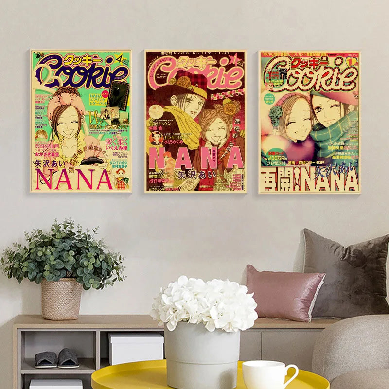 Hot Anime Posters NANA Retro Kraft Paper Sticker Poste 2021 Arrivals Bar Cafe Decor Nostalgia Gift Funny Prints Wall Paintings