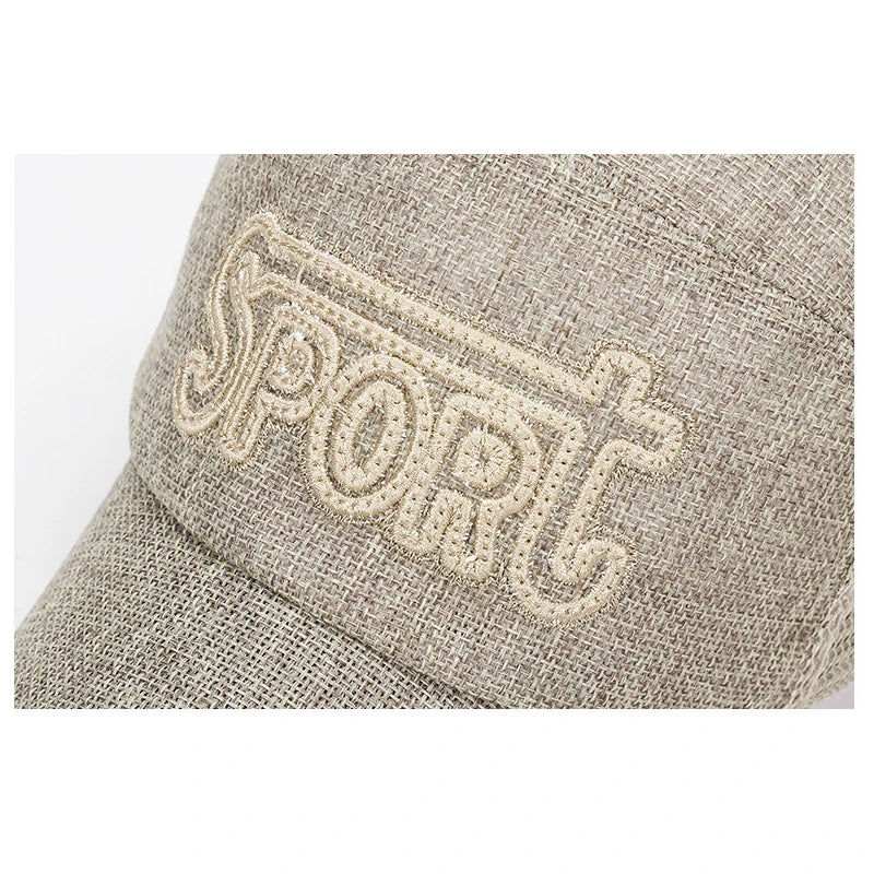 New Fashion Outdoor Sport Baseball Cap Casual Snapback Hats linen mesh fabric embroidery Suitable for spring summer and autumn