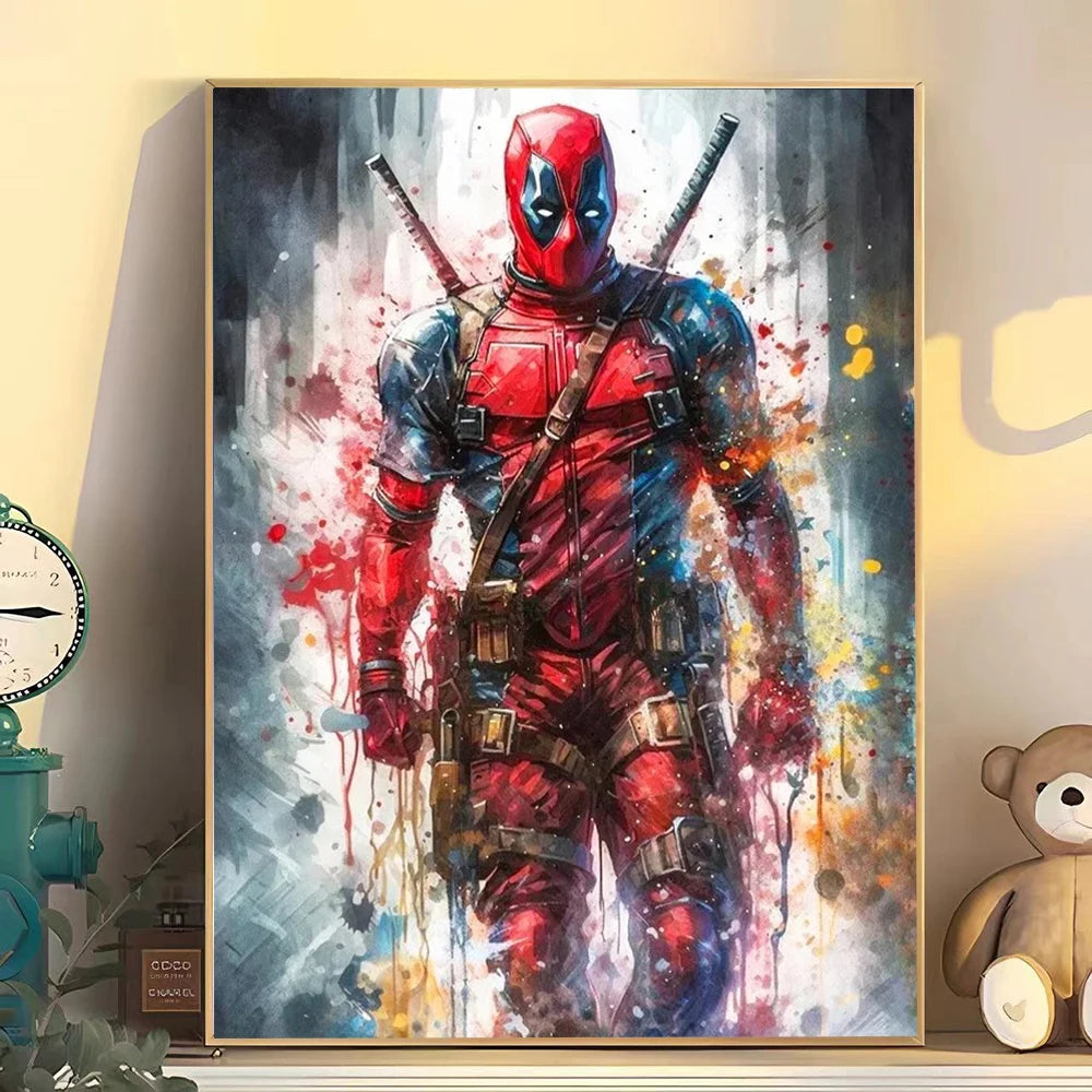 Marvel Movie Art Poster Spider Man Iron Man Deadpool Canvas Painting Classic Anime Character Mural Home Wall Decoration Gift