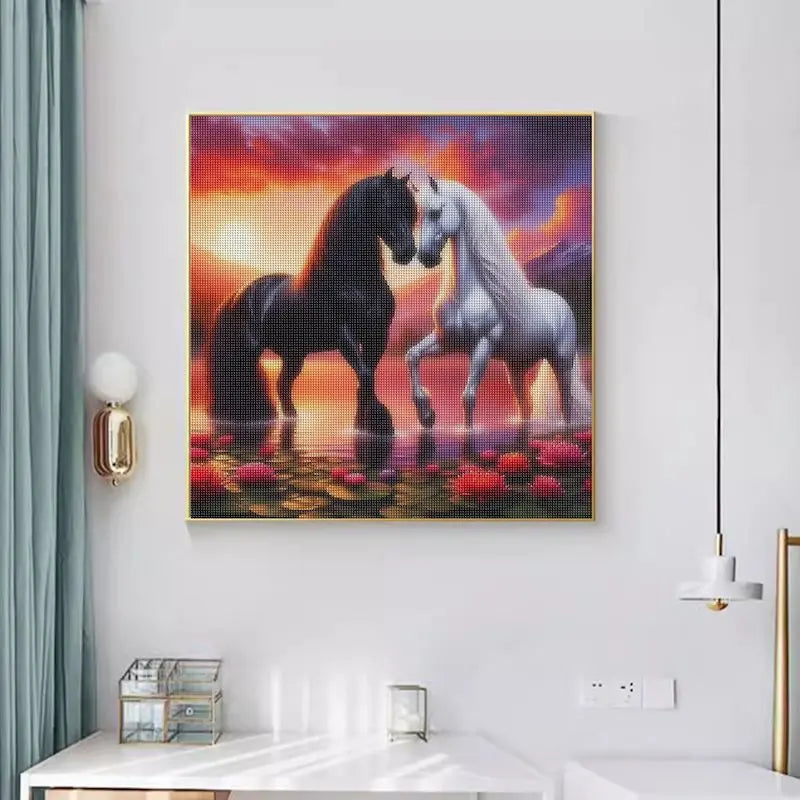 Diamond Painting Animal Horse Diy Drill Mosaic Flower 5d Embroidery Sunset Complete Kit Wall Decoration Gift