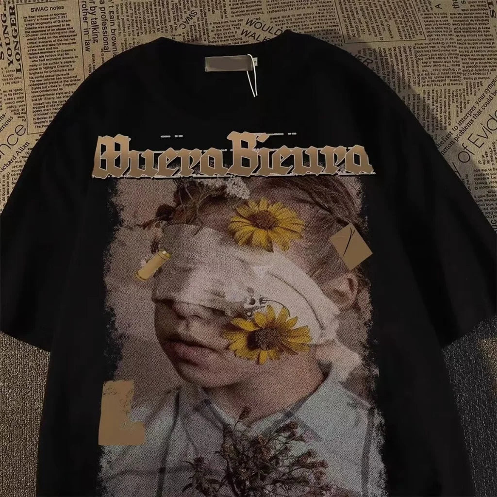 Fashion Hip Hop Smoking boy Print T-shirt Men Summer 100%Cotton Short Sleeve T-shirt Casual Y2k Top Cool Streetwear Men clothing