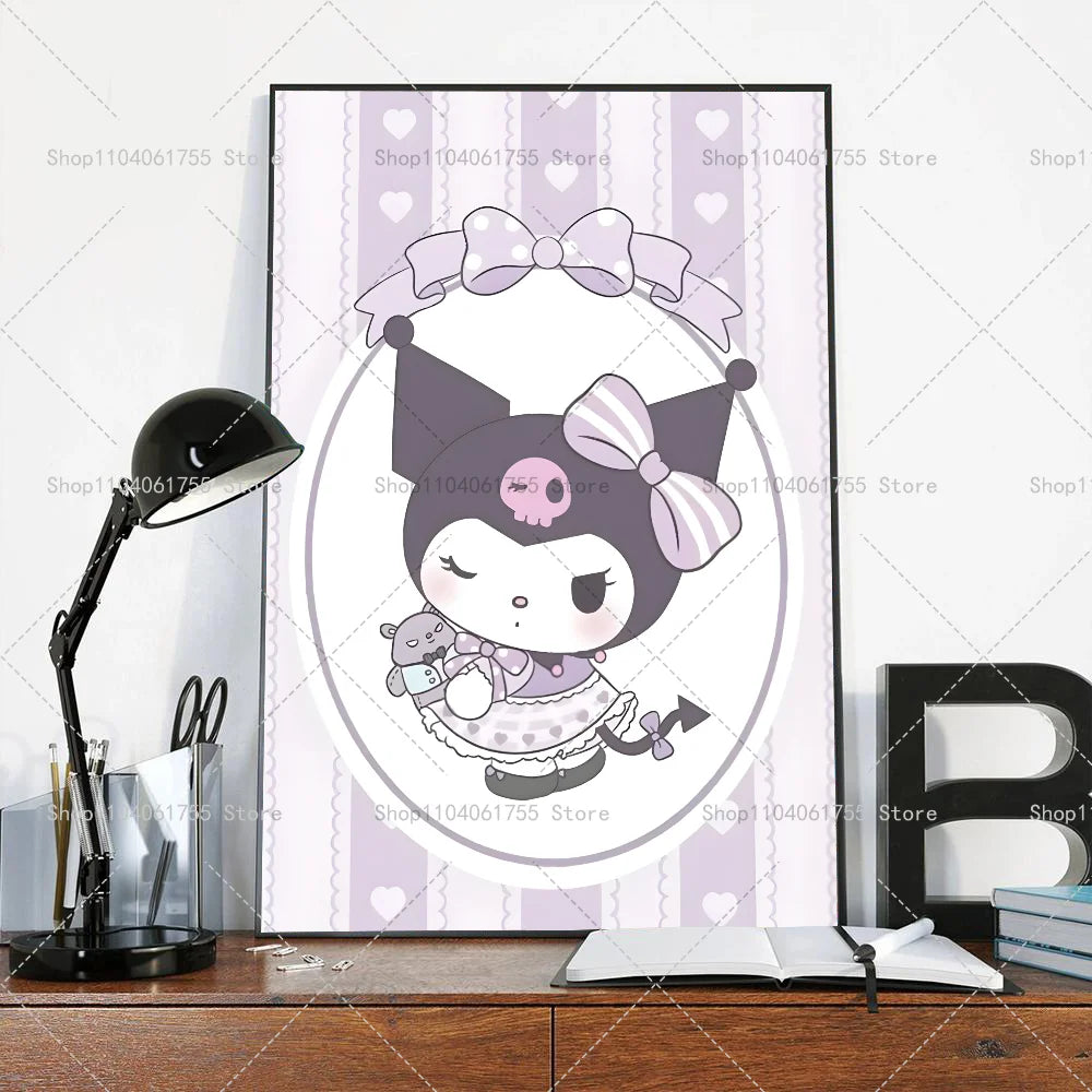 1PC Cut Cartoon K-Kuromi Poster Self-adhesive Art Waterproof Paper Sticker Coffee House Bar Room Wall Decor