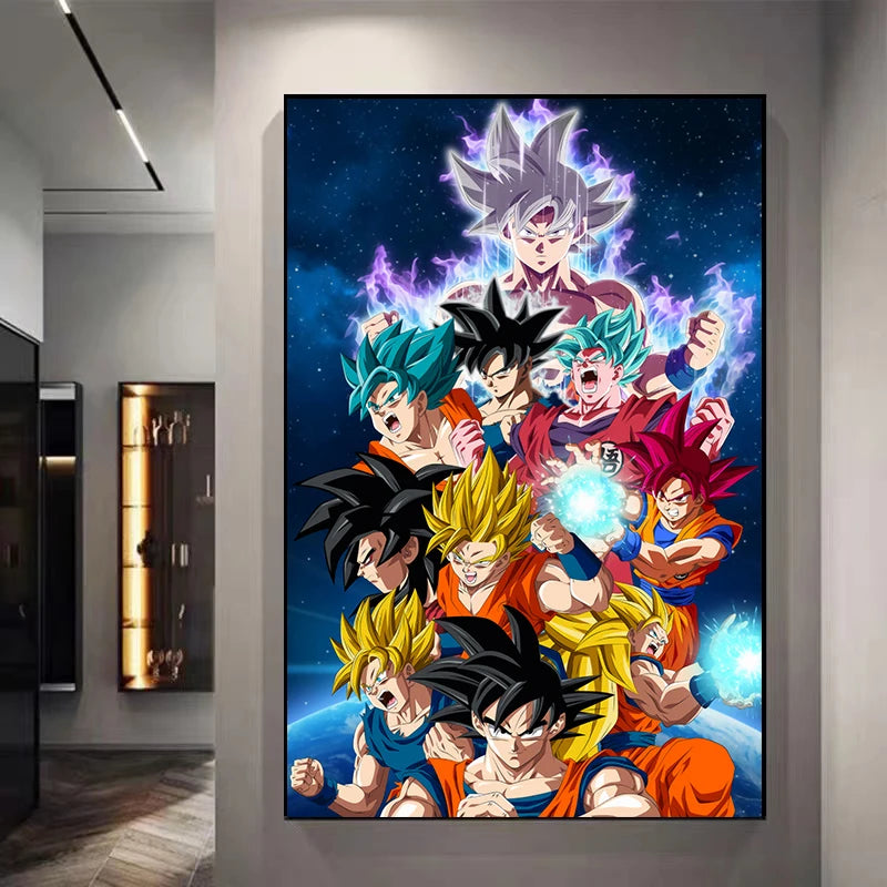 Dragon Ball Decorative Painting Sun Wukong Super Saiyan Japanese Anime Hanging Picture Living Room Bedside Mural