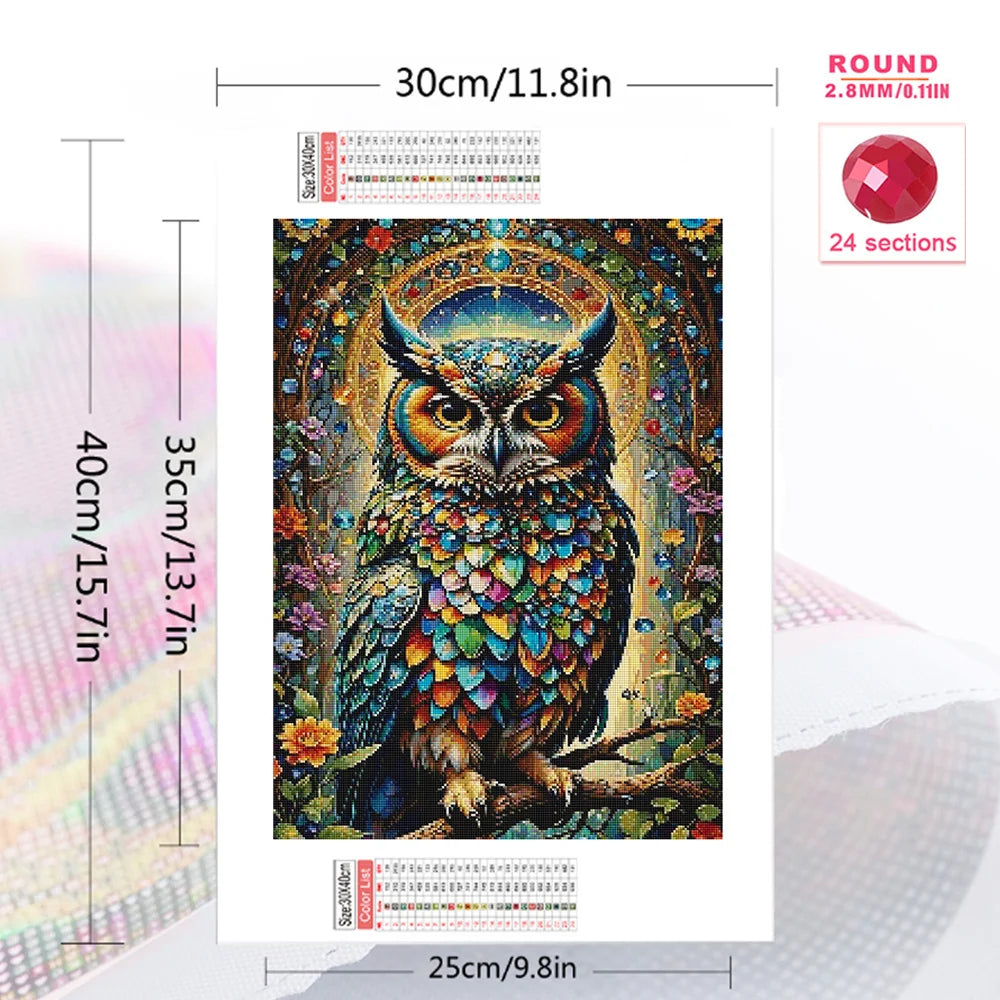 Momoart New Arrival Diamond Mosaic Owl Painting Bird Animal Kit Needlework Full Square Round Embroidery Handicraft