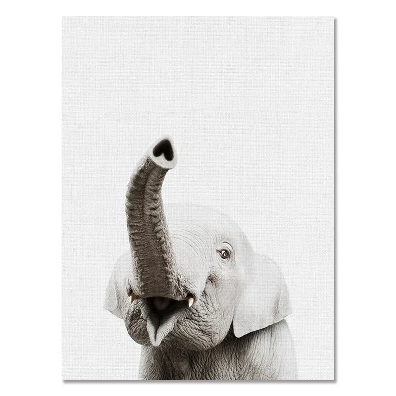 Baby Room Animal Wall Canvas Painting Elephant Giraffe Bear Wall Art Prints Picture Nordic Art Poster for Kid Room Nursery Decor