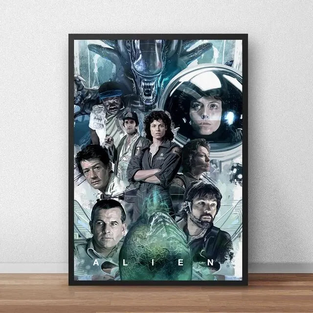 Classic Sci-Fi Alien Movie Poster, Retro Style Canvas Painting, Astronaut Space Print, Ideal Wall Art for Home Room Decoration