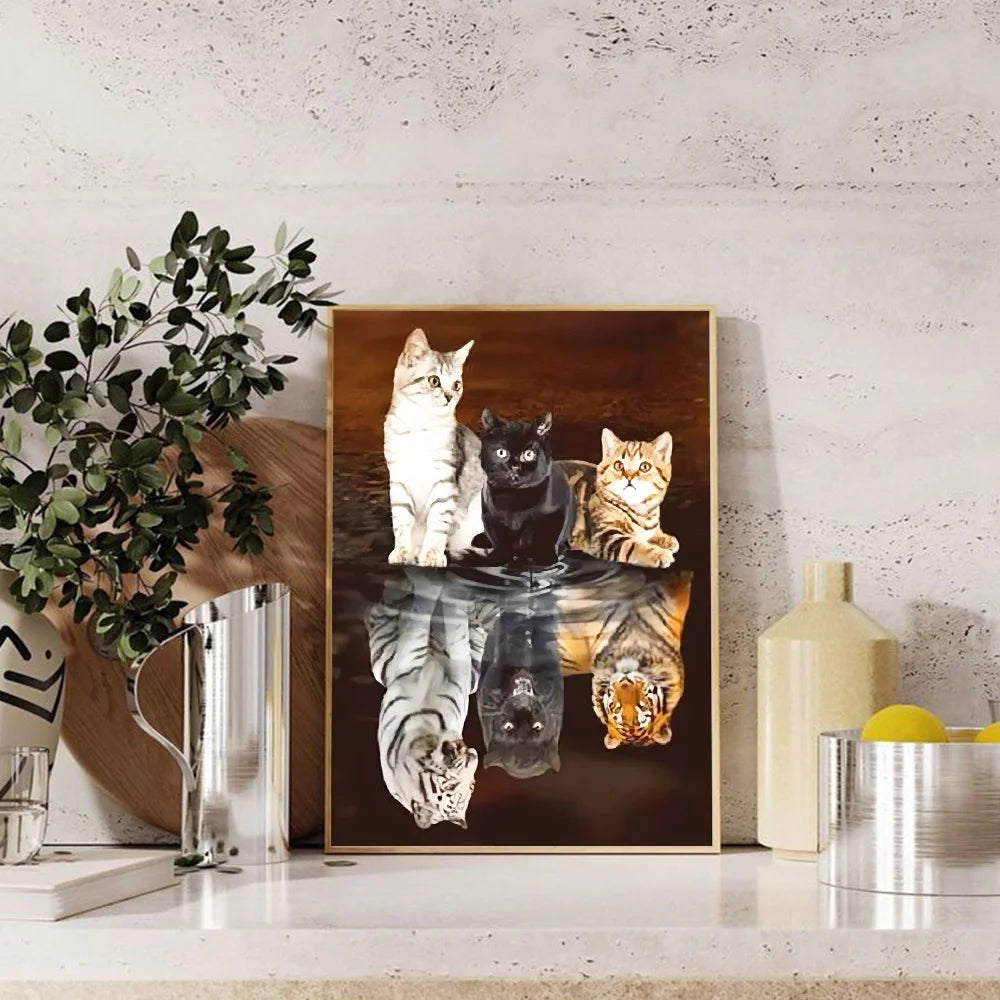 Huacan DIY Diamond Painting Cat Full Round Square Drill Embroidery Tiger Cross Stitch Kit Art Handmade Gift Home Decoration