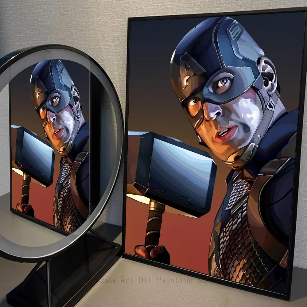 1PC C-Captain America Poster Self-adhesive Art Waterproof Paper Sticker Coffee House Bar Room Wall Decor