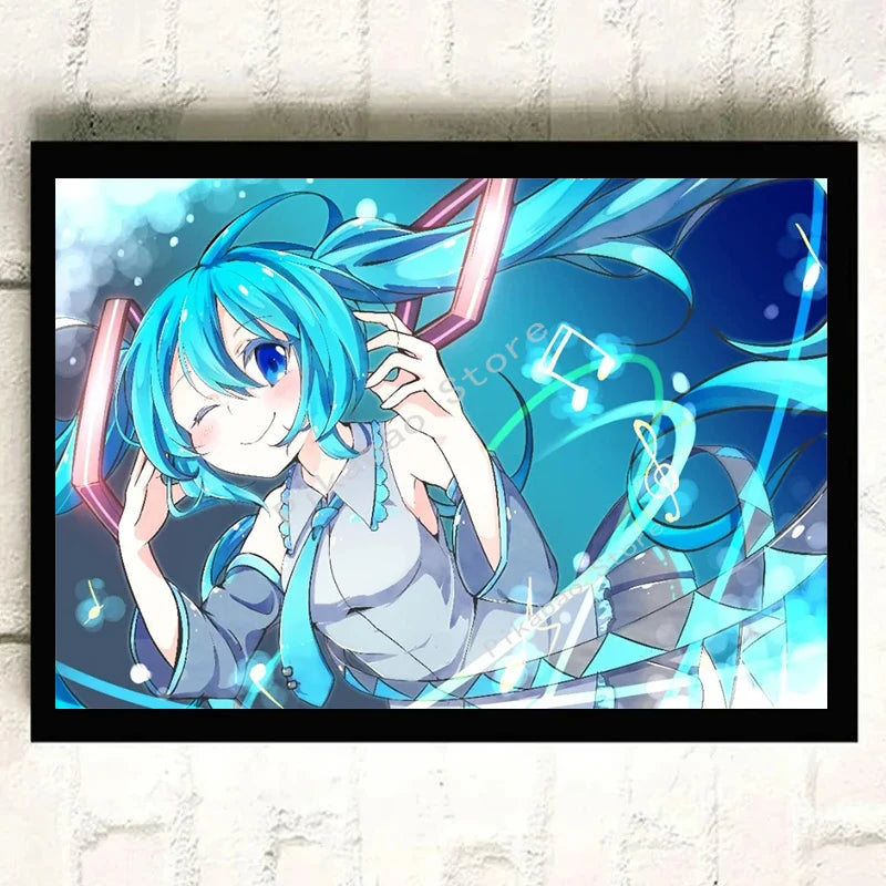 H-Hatsune Anime Miku-Poster Cartoon beautiful girl Anime Canvas Print Poster Poster Wall Art Decoration For Home Room Decoration