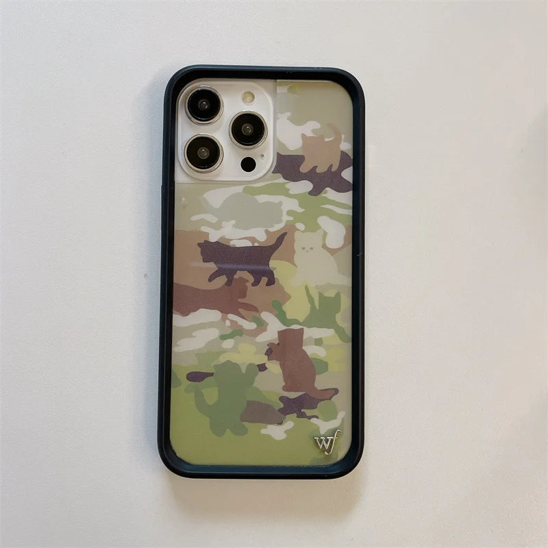 Wildflower 3D Kittens Camo Fox Phone Case for iPhone 16 15 14 13 12 Pro Max Plus 16pro Little Stinker WF Meow Cute Cover Funda