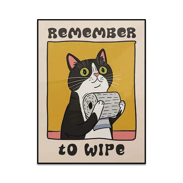 Are You Pooping Canvas Wall Art Print Poster Funny Bathroom Cat Toilet Decor Painting Home Decor Gift Unframed