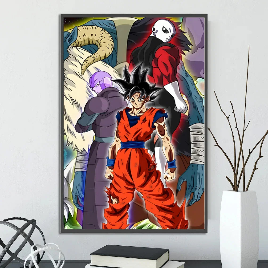 Dragon Ball Self-adhesive Poster Super Saiyan Goku Anime Wallpapr Vegeta Home Decoration Painting Wall Art Kid Birthday Gift