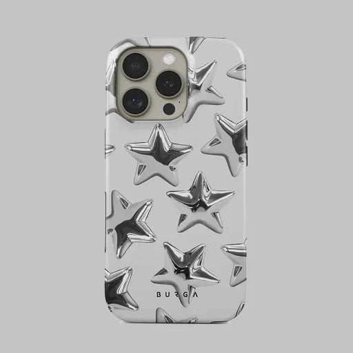 Silver Stars BURGA Phone Case for iPhone 16 15 14 13 12 11 X XS XR XSMAX 7 8 Pro Max Plus Luxury Double-layer Back Cover
