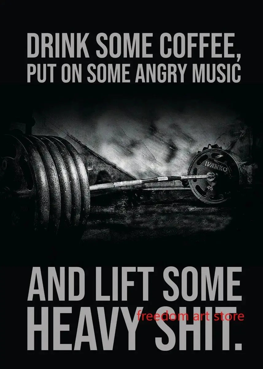 Gym Motivation Muscle Man Bodybuilding Fitness Strength Barbell Art Poster Canvas Painting Wall Print Picture for Home Gym Decor