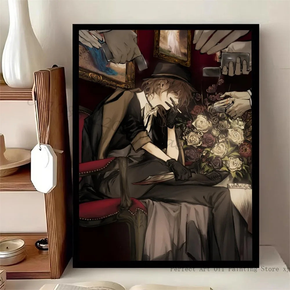1pc Bungo Stray Dogs Dazai Chuuya Anime Poster Stickers Art Wall Murals Decor Game Room Decor Gifts Kawaii HD Painting Cat Cars