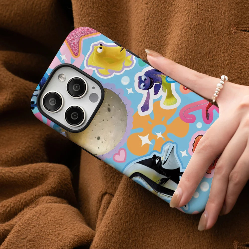F-Finding N-Nemo Rainbow Sticker Phone Case Phone Case Film shell For iPhone 16 15 14 13 12 11 Pro Max Plus