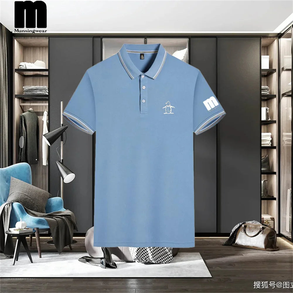 Summer Men's Polo Shirt Short Sleeve Collar Button T-shirt Men's Casual Fashion Street Wear Lightweight Jogging Top