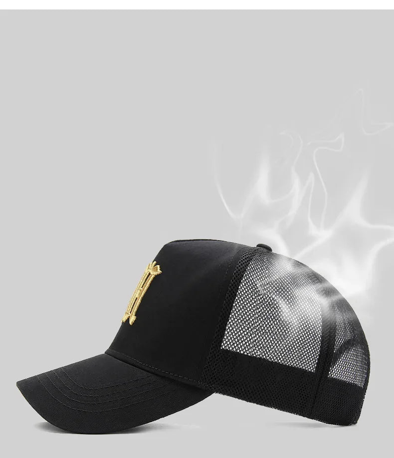New Men's Large Size 65cm High Top Baseball Cap Tide Big Head Summer Thin Mesh Breathable Trucker Cap Embroidery Sun Hat Women