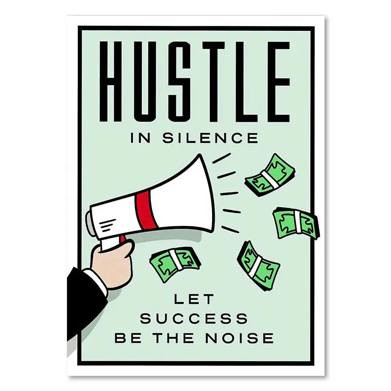 Monopoly Millionaire Dollar Money Poster Cartoon Figure Motivational Quote Canvas Painting Room Wall Art Picture For Home Decor