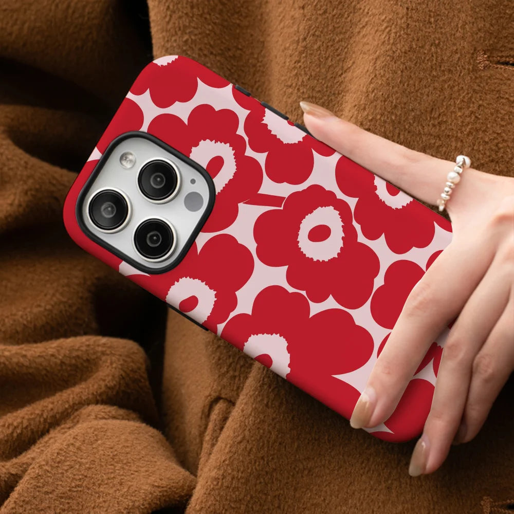 red and pink floral Phone Case Phone Case Film shell For iPhone 16 15 14 13 12 11 Pro Max Plus