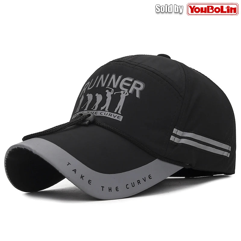 Summer With Windproof Rope Extended Brim Adjustable Cotton Baseball Cap Fishing Hat Trucker Caps Dad Hats
