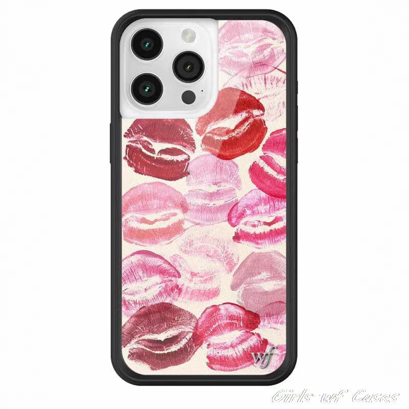 Wildflower Kensington Girls Phone Case for iPhone 12 13 14 15 16 Pro Max Plus 16Pro wf Romantic kiss mark Lipstick Lips Cover