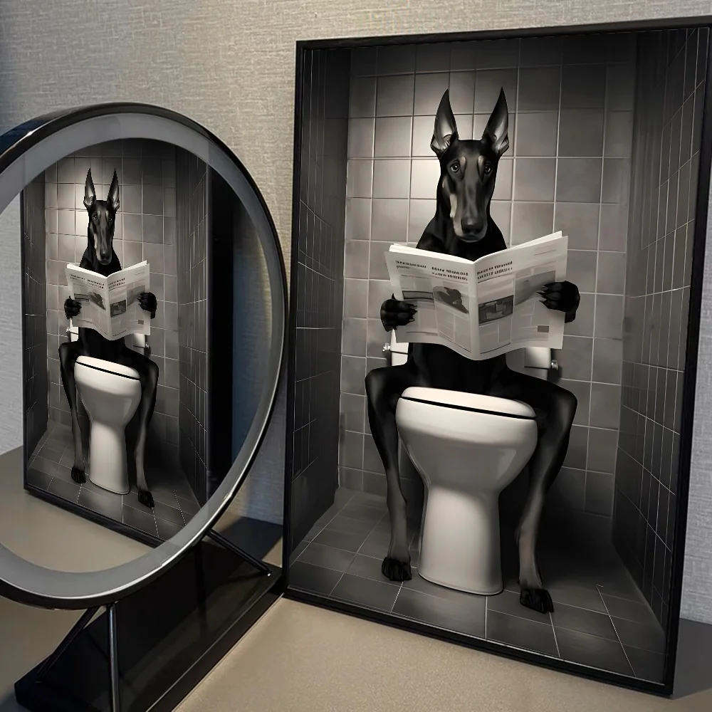 Modern Fashion Black Doberman Dog Whitepaper Poster HD Quality Poster Wall Art Painting Study Room Wall Decor