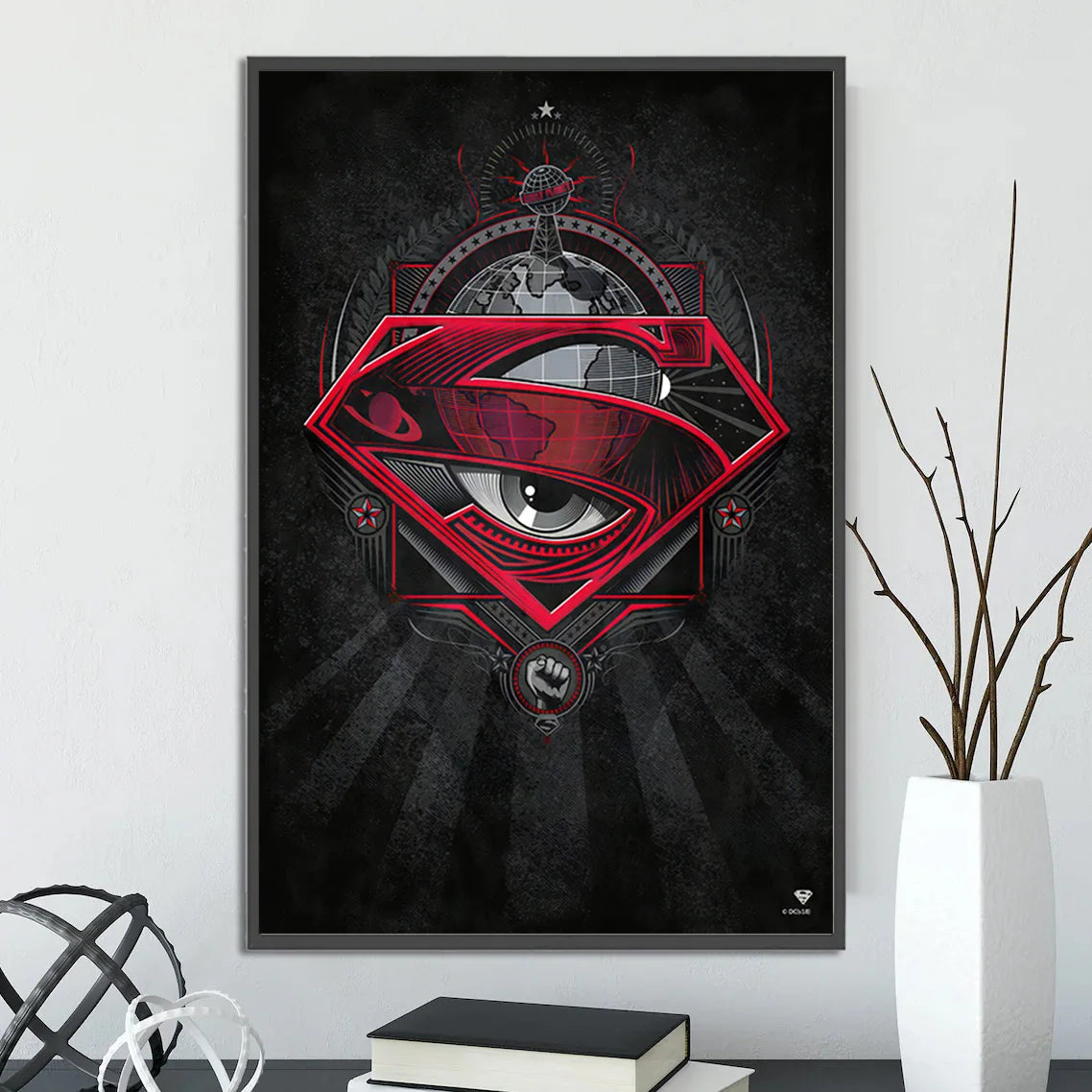 DC Superman Logo Self-adhesive Poster Movie Wallpaper Figures Home Decoration Painting Wall Art Batman Room Decor Kids Gift