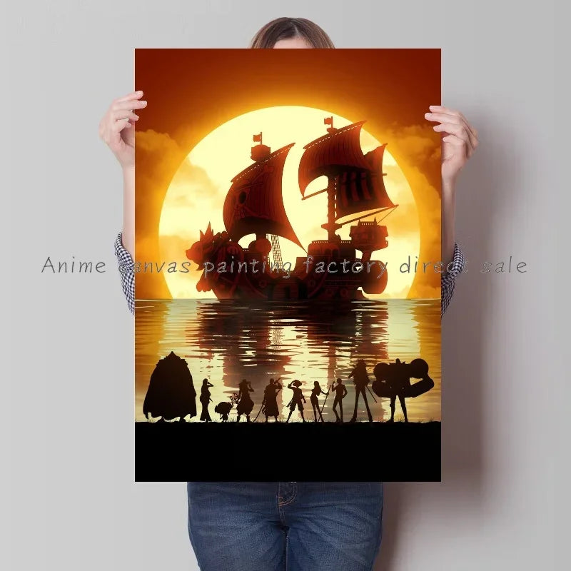 Japan Bandai Retro Anime Surrounding One Piece Luffy Art Canvas Painting Posters Print Mural Home Wall Aesthetic Room Decor