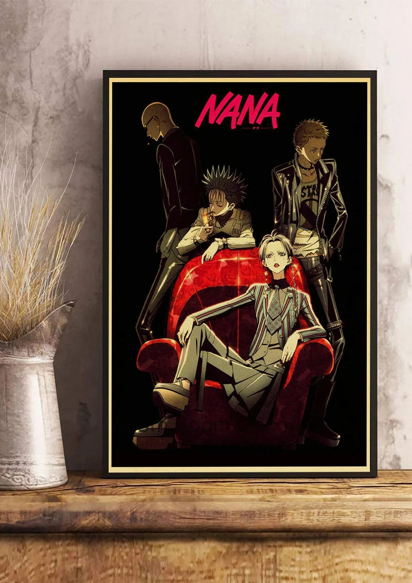 Hot Anime Posters NANA Retro Kraft Paper Sticker Poste 2021 Arrivals Bar Cafe Decor Nostalgia Gift Funny Prints Wall Paintings