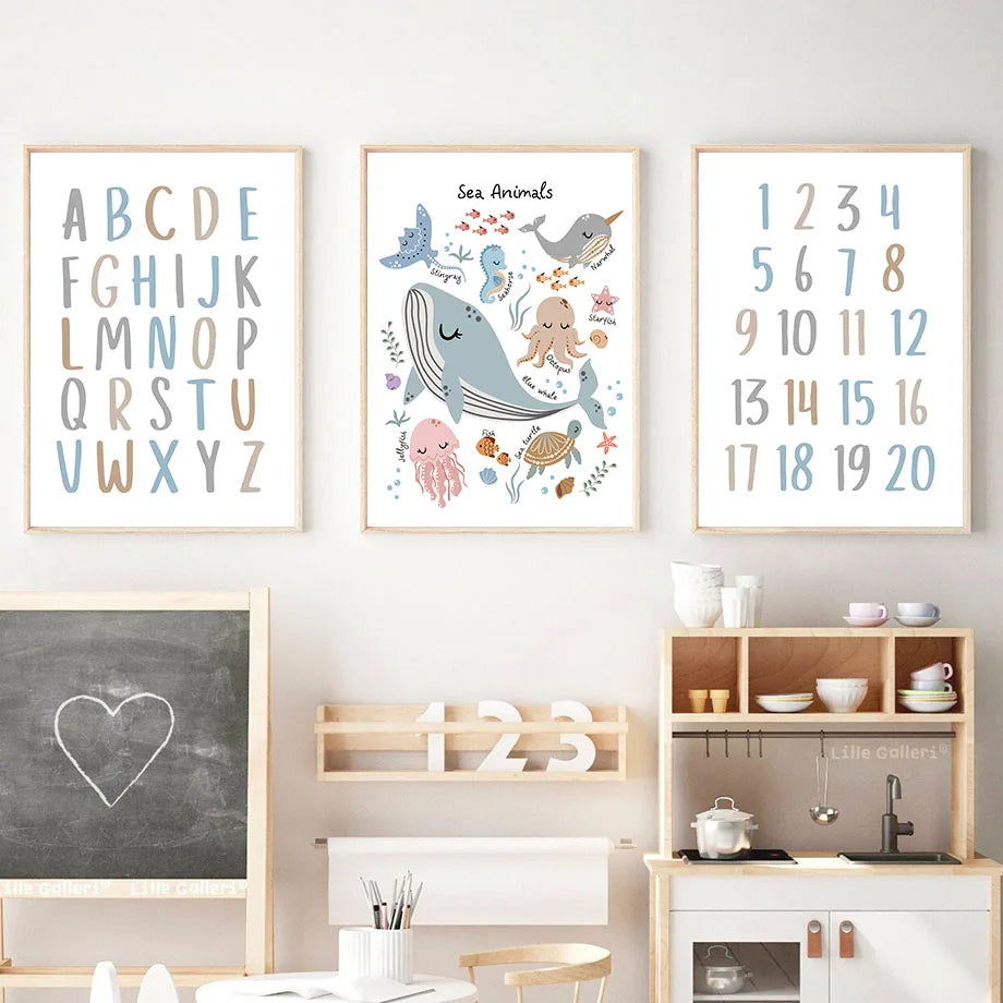 Whale Turtle Seahorse Octopus Nursery Wall Art Canvas Painting Nordic Posters And Prints Wall Pictures For Baby Kids Room Decor