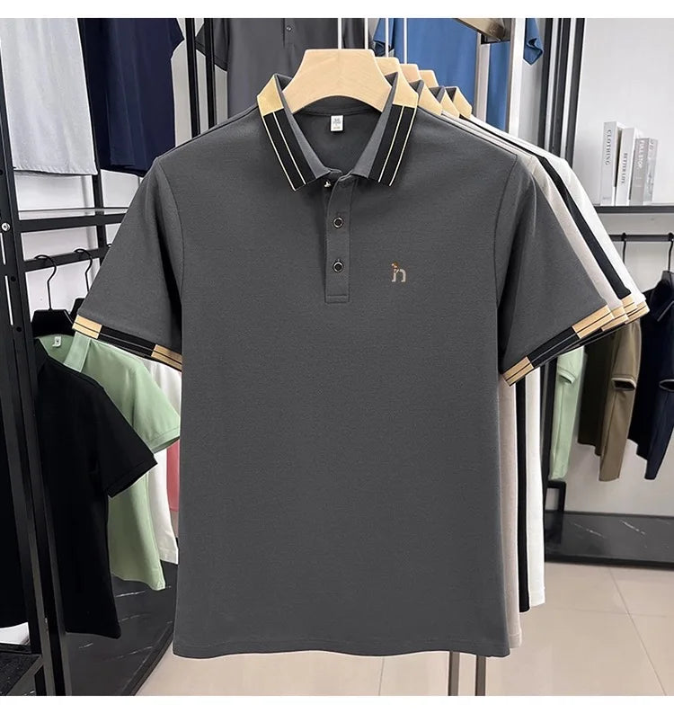 Luxury fashion men's short sleeve polo shirt high-quality brand summer breathable casual T-shirt cute cartoon dog embroidery top