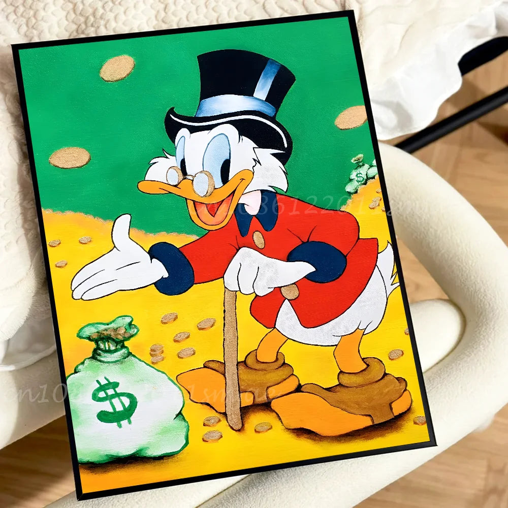Cute Funny Cartoon Duck Poster Self-adhesive Art Waterproof Paper Sticker Coffee House Bar Room Wall Decor