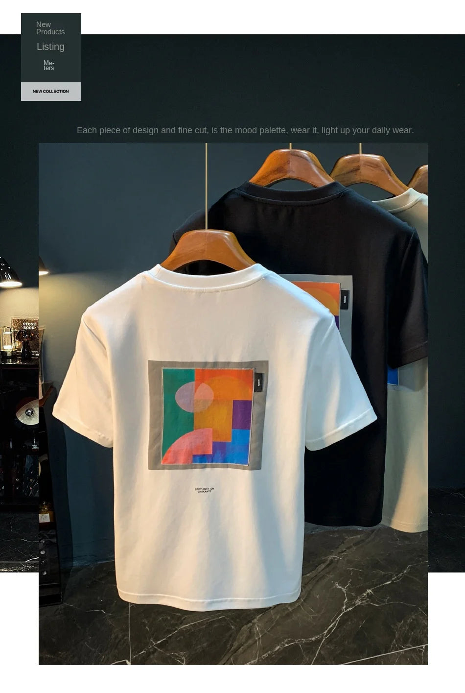 2025 Summer New Geometric Creative Printed Short sleeved T-shirt for Men, Comfortable, Versatile, Premium Embroidered Top