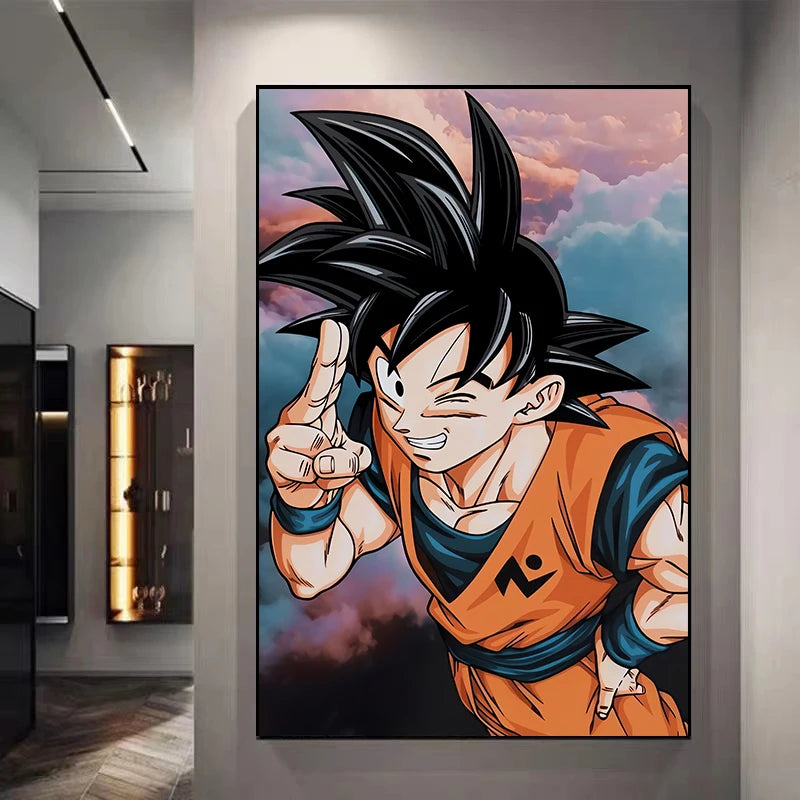 Dragon Ball Decorative Painting Sun Wukong Super Saiyan Japanese Anime Hanging Picture Living Room Bedside Mural