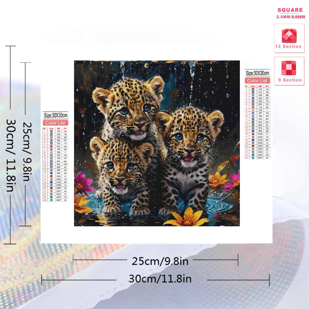 Momoart Diamond Embroidery Leopard DIY Painting Animal Full Square Round Mosaic Needlework Wall Decor