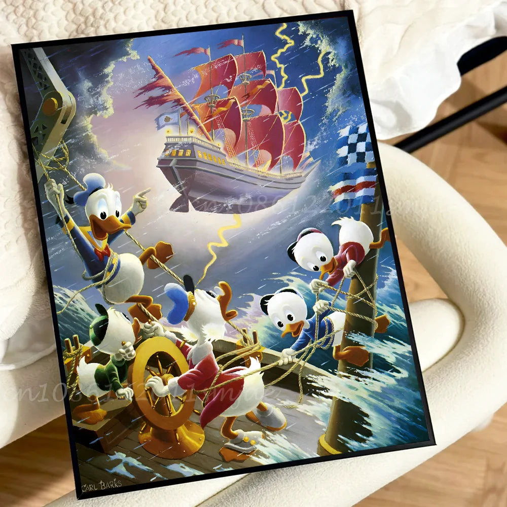 Cute Funny Cartoon Duck Poster Self-adhesive Art Waterproof Paper Sticker Coffee House Bar Room Wall Decor
