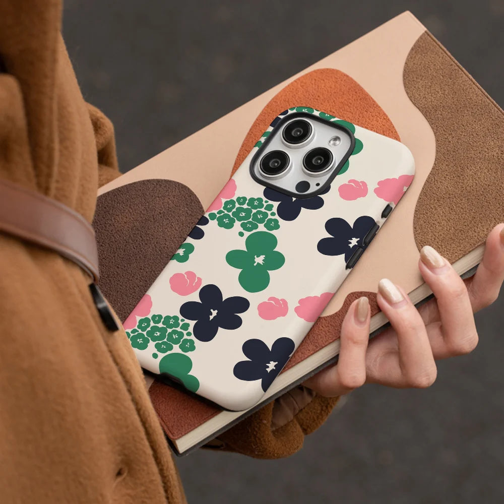 Blush Emerald Navy Floral Vividness Phone Case Phone Case Film shell For iPhone 16 15 14 13 12 11 Pro Max Plus