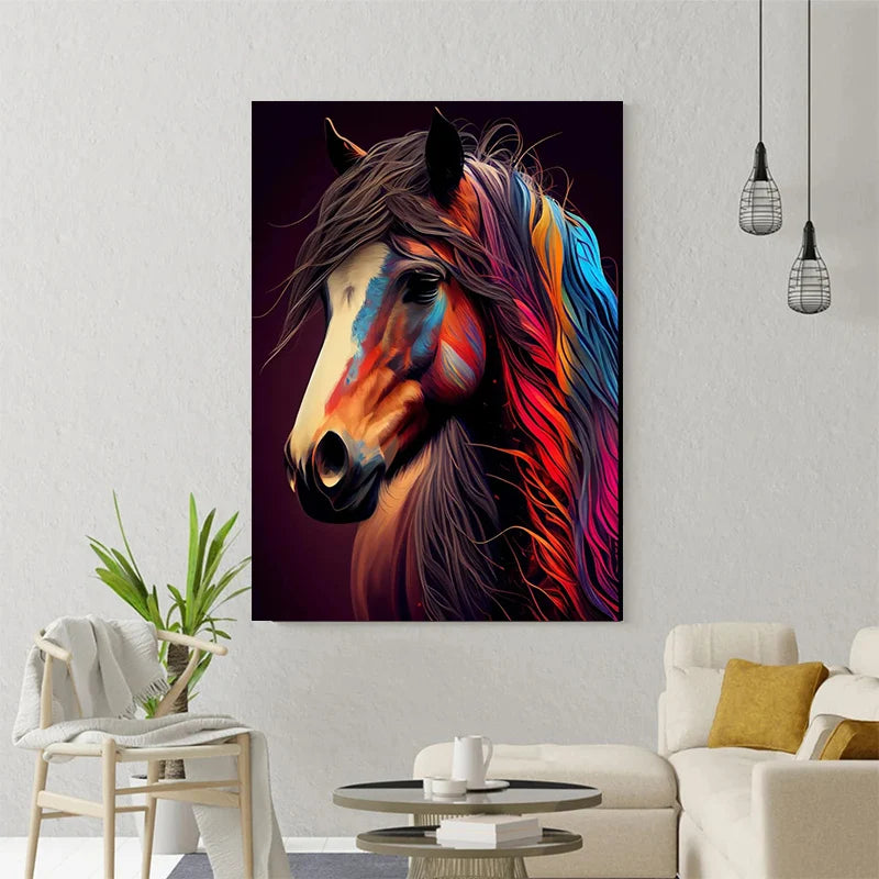 Classic Animal Running Horse Sunset Landscape Art Poster Canvas Painting Wall Prints Picture for Living Room Home Decor