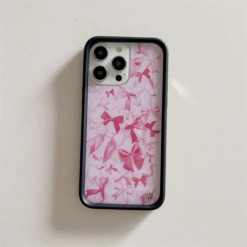 Wildflower 3D Girls bow high heels Phone Case for iPhone 16 15 14 13 12 Pro Max Plus 16pro 15pro WF Rabbit Cute Cartoon Cover