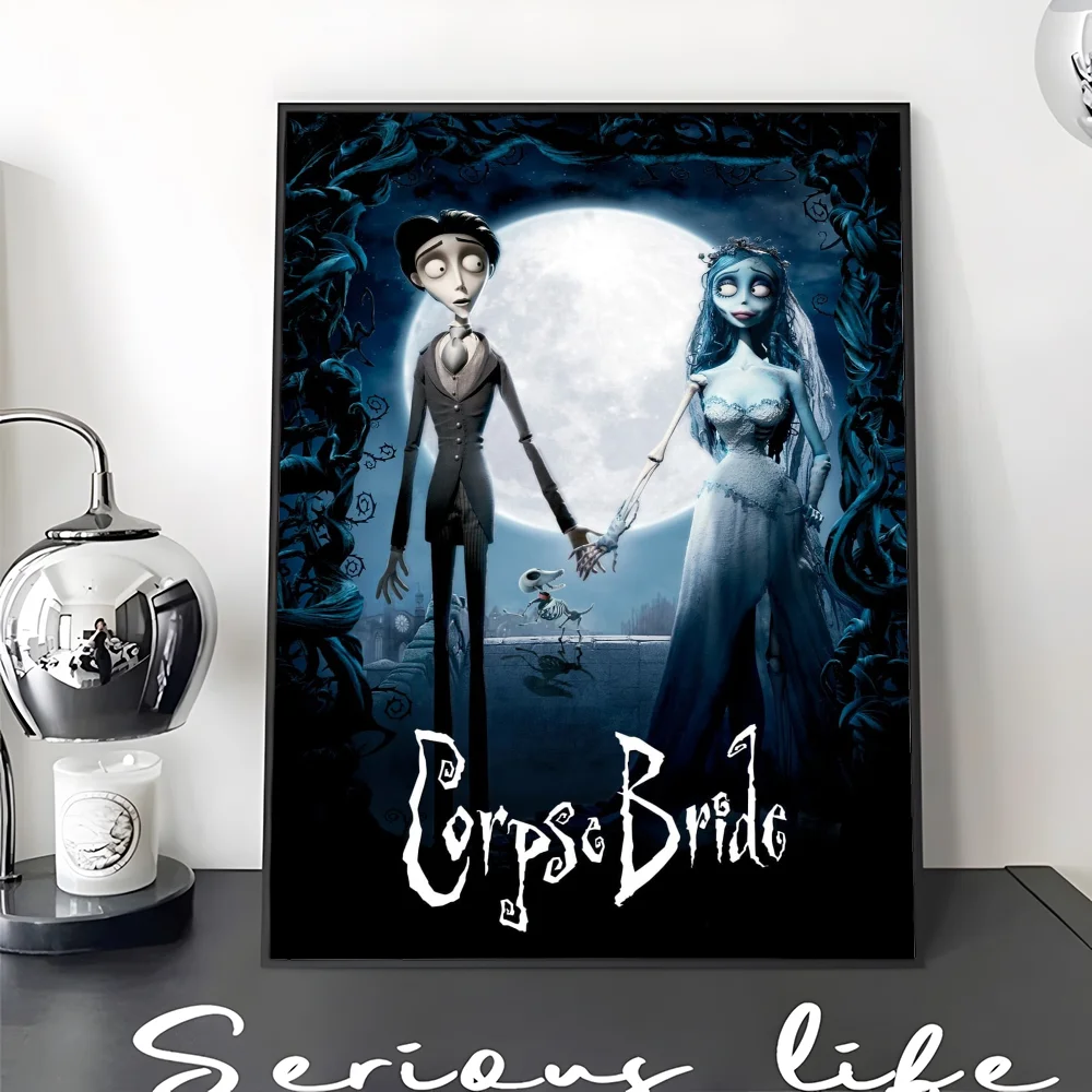 C-Corpse Bride Cartoon Movie Sticky Posters Retro Kraft Paper Sticker DIY Room Bar Cafe Aesthetic Art Wall Painting