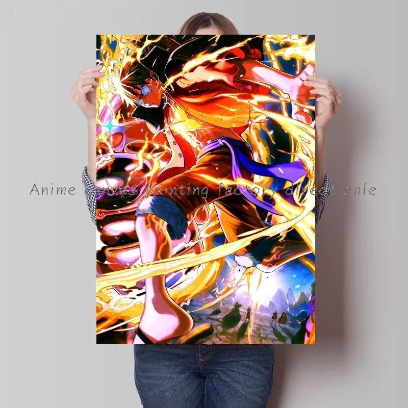Japan Bandai Retro Anime Surrounding One Piece Luffy Art Canvas Painting Posters Print Mural Home Wall Aesthetic Room Decor