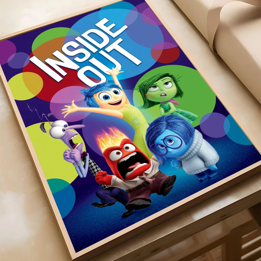 Movie I-insides Out 2 Poster Self-adhesive Art Waterproof Paper Sticker Coffee House Bar Room Wall Decor