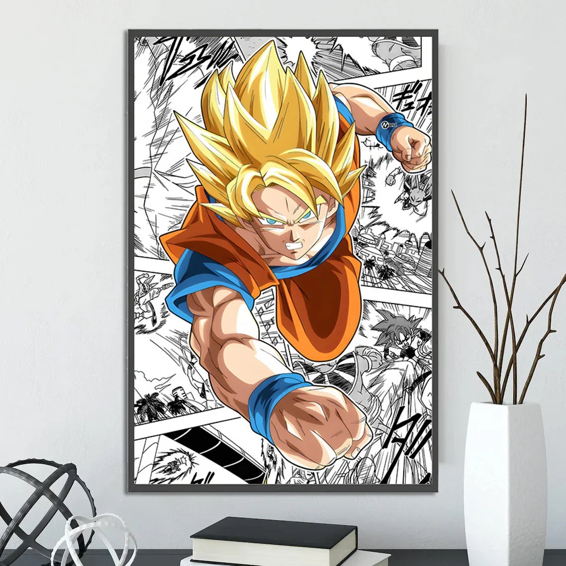 Dragon Ball Self-adhesive Poster Saiyan Goku Anime Wallpapr Figures Home Decoration Painting Pictures Wall Art Birthday Gift